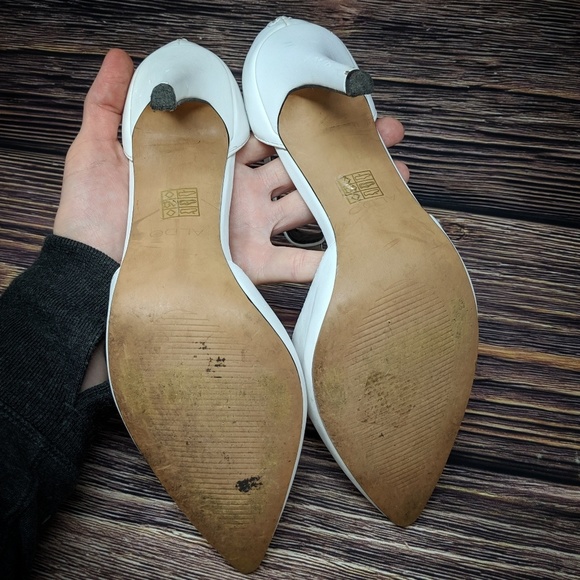 Aldo Leather D'orsay White Ankle Strap Studded 8.5 - Picture 5 of 8
